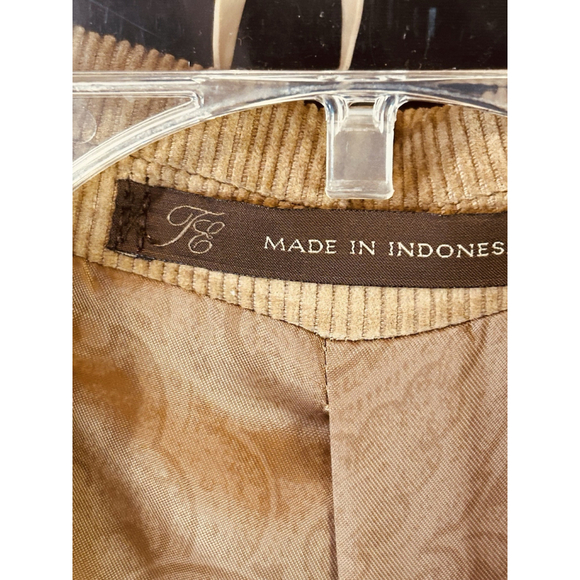 Tasso Elba Mens Tan 3 Button Corduroy Blazer Jacket Large 42-44 Sport Coat - Picture 9 of 10